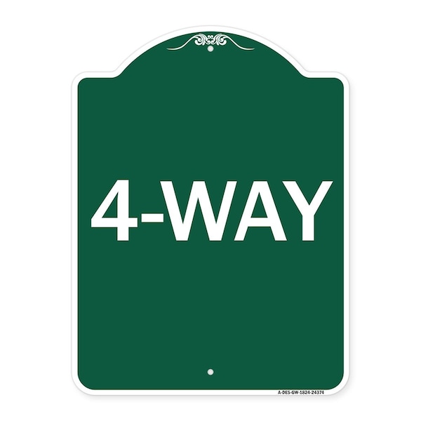 Signmission Designer Series Sign-4-Way, Green & White Aluminum Architectural Sign, 18" x 24", GW-1824-24374 A-DES-GW-1824-24374 - main